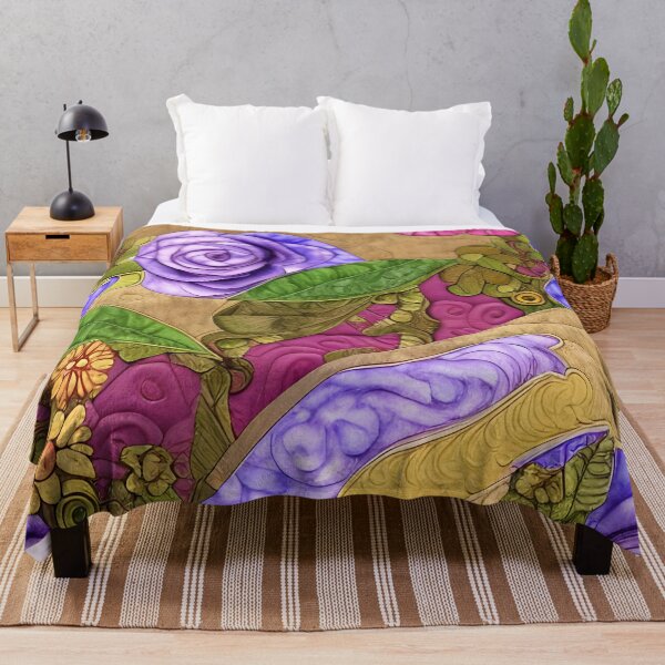 Item preview, Country Style Flowers Simulated Quilt designed and sold by Sweet Zoe Shop.