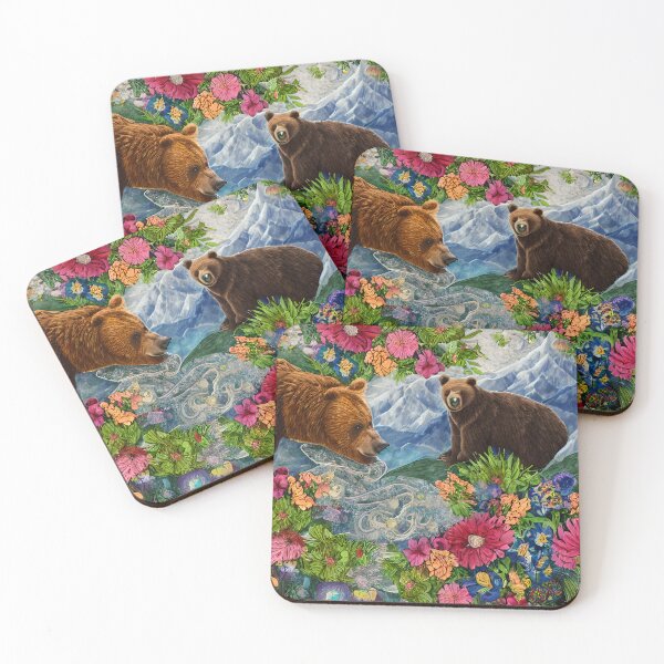 Item preview, Abstract Bear and Flowers Decoupage designed and sold by Sweet  Zoe Shop.