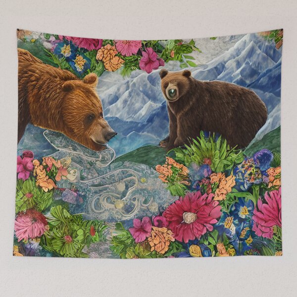 Item preview, Abstract Bear and Flowers Decoupage designed and sold by Sweet  Zoe Shop.