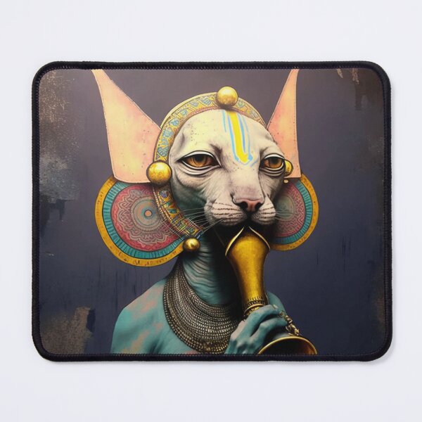 Item preview, Peterbald cat playing trumpet musician cat designed and sold by bellabitis.