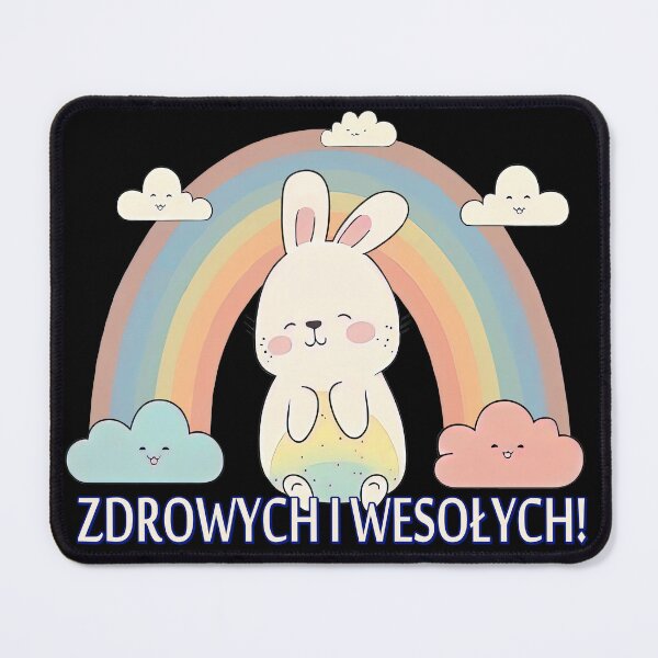 Item preview, Uroczy zajączek wielkanocny, tęcza i chmurki. Kolorowy Zajączek na Wielkanoc designed and sold by ToMyPolacy.
