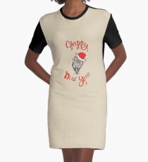 Happy New Year Graphic T-Shirt Dress