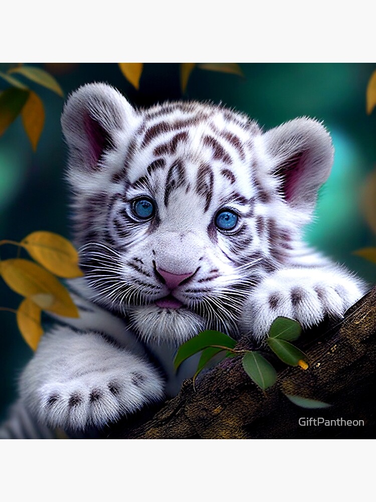 Blue-eyed White Baby Tiger Art Board Print for Sale by GiftPantheon