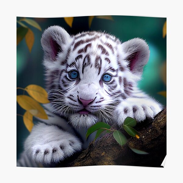 Blue-eyed White Baby Tiger Poster for Sale by GiftPantheon