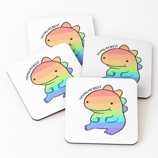 Item preview, Trying My Best | Cute Rainbow Baby Dinosaur, Rainbow Dino Sticker designed and sold by iristocat.