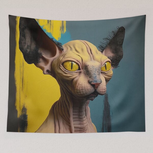 Item preview, Colorful magical Peterbald Cat designed and sold by bellabitis.