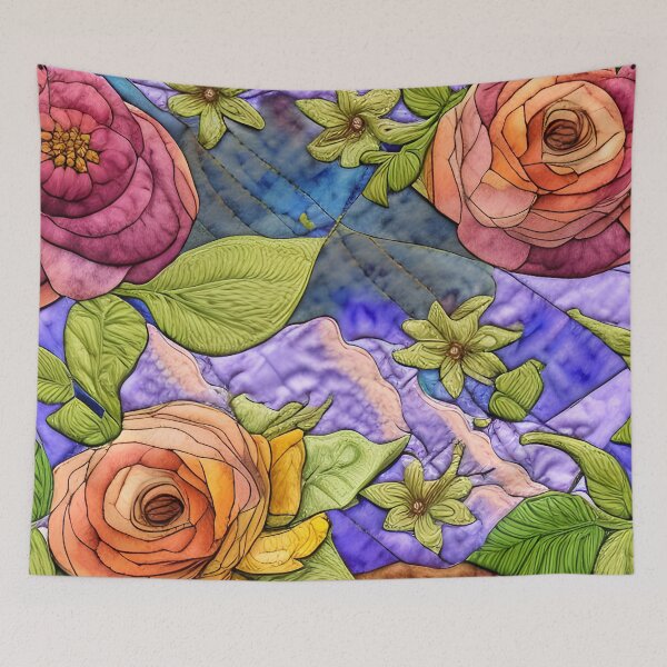 Item preview, Simulated Quilt Floral Pattern designed and sold by Sweet  Zoe Shop.