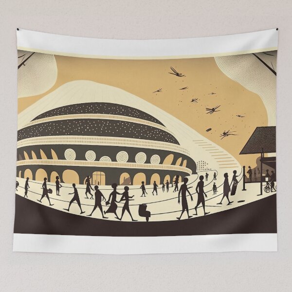 Item preview, Busy Street in Ouagadougou Burkina Faso warli painting designed and sold by artyficial-.