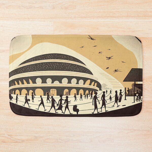 Item preview, Busy Street in Ouagadougou Burkina Faso warli painting designed and sold by artyficial-.
