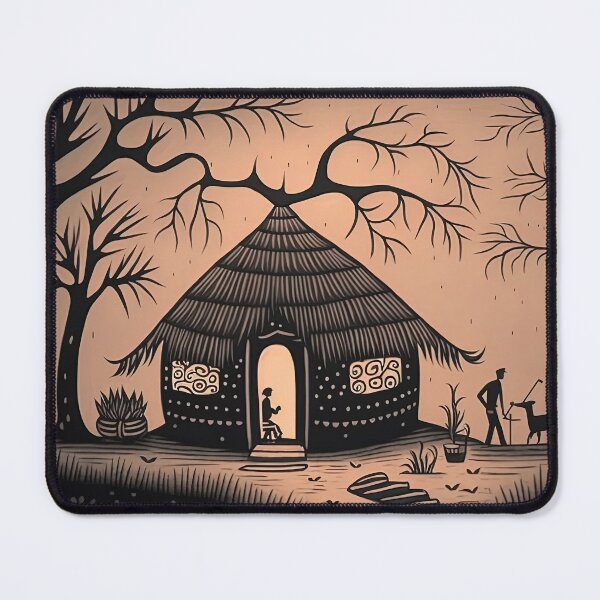 Item preview, Family in an African Hut warli painting designed and sold by artyficial-.