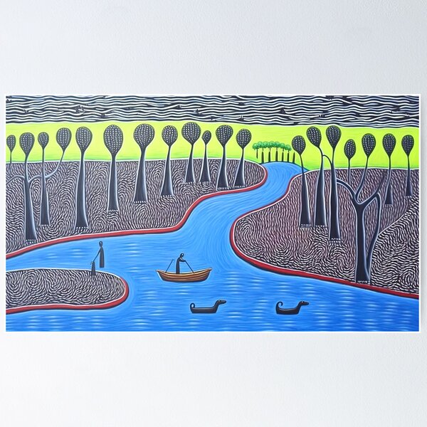 Item preview, Okavango River in Botswana warli painting designed and sold by artyficial-.