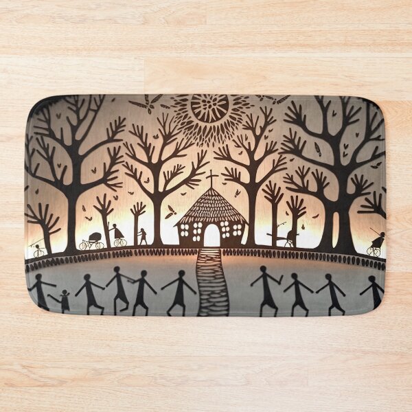 Item preview, village tribe dancing warli painting designed and sold by artyficial-.