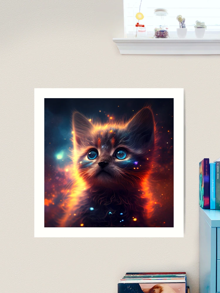 Mama Cat and Kitten Painting, Cosmic Painting Print, on sale Fantasy Cat #15, Wall Art Print, Canvas Gallery Wraps with Galaxy