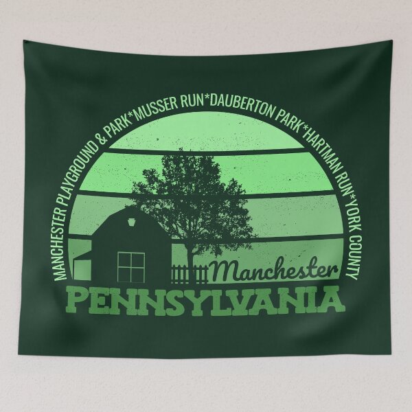 Item preview, Manchester Pennsylvania Sunset Retro Vintage Local Pride Logo designed and sold by CRHPOD20.