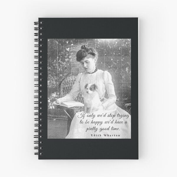 Item preview, Edith Wharton portrait and quote:'If only we'd stop trying to be happy, we could have a pretty good time.' designed and sold by artbleed.