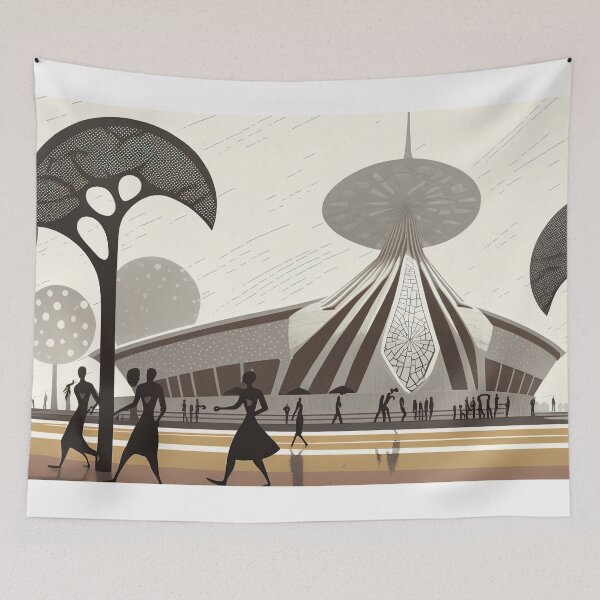 Item preview, active life in Ouagadougou Burkina Faso warli painting designed and sold by artyficial-.