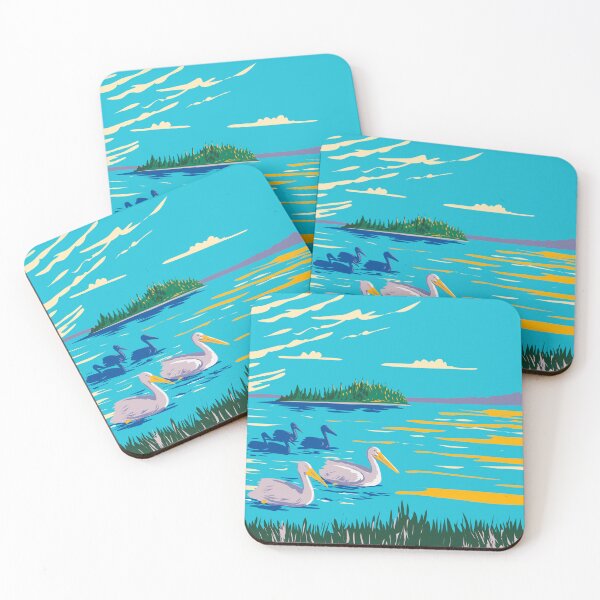 Item preview, Pelicans in Astotin Lake Within Elk Island National Park in Alberta Canada WPA Poster Art designed and sold by patrimonio.