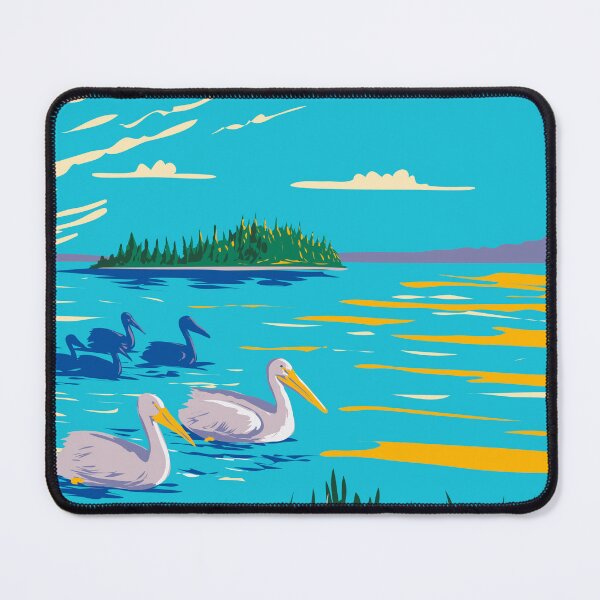 Item preview, Pelicans in Astotin Lake Within Elk Island National Park in Alberta Canada WPA Poster Art designed and sold by patrimonio.