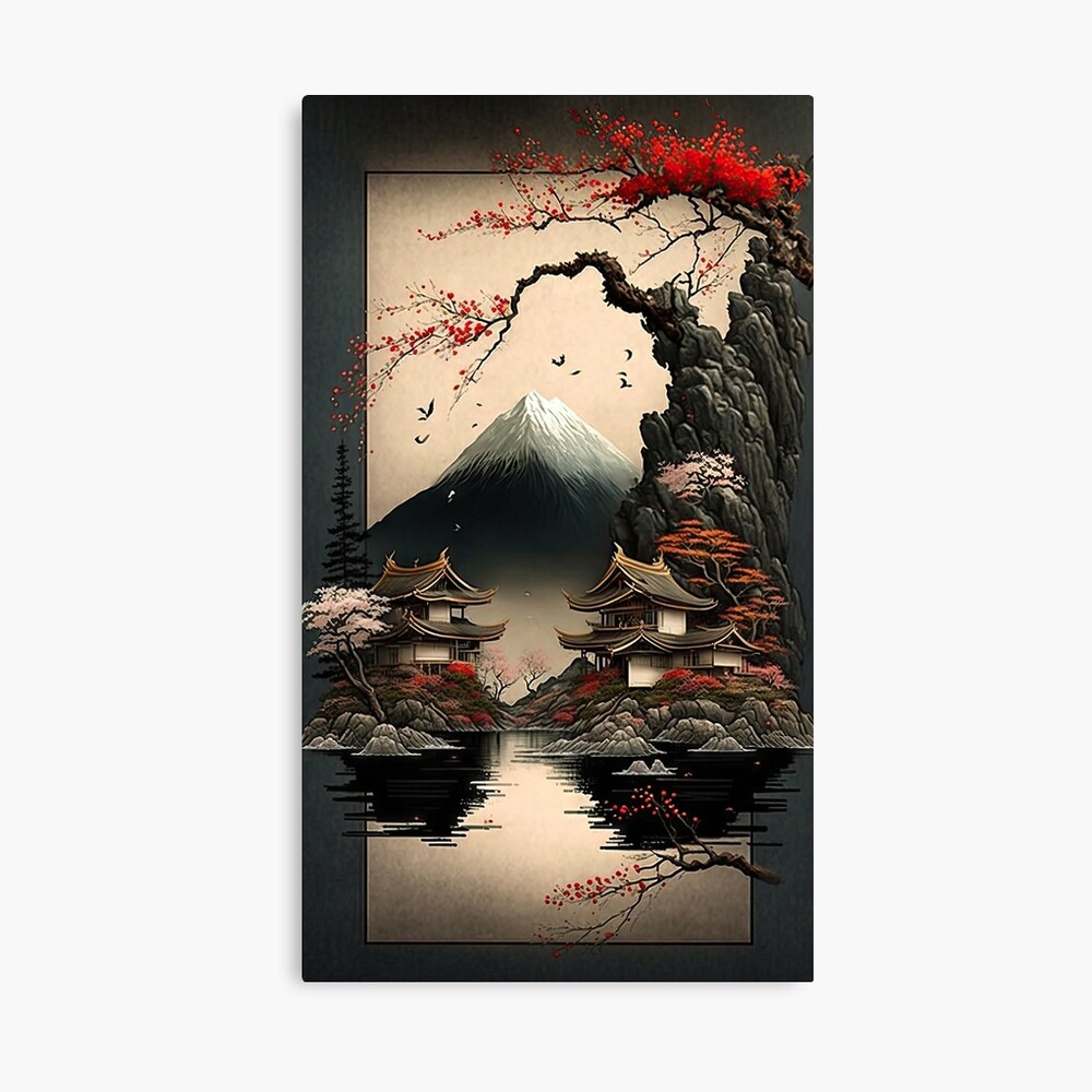 TIICA Vintage Japanese Watercolor Wall Art, Unframed Oriental Poster Canvas  Print Artwork 8x10 Inches