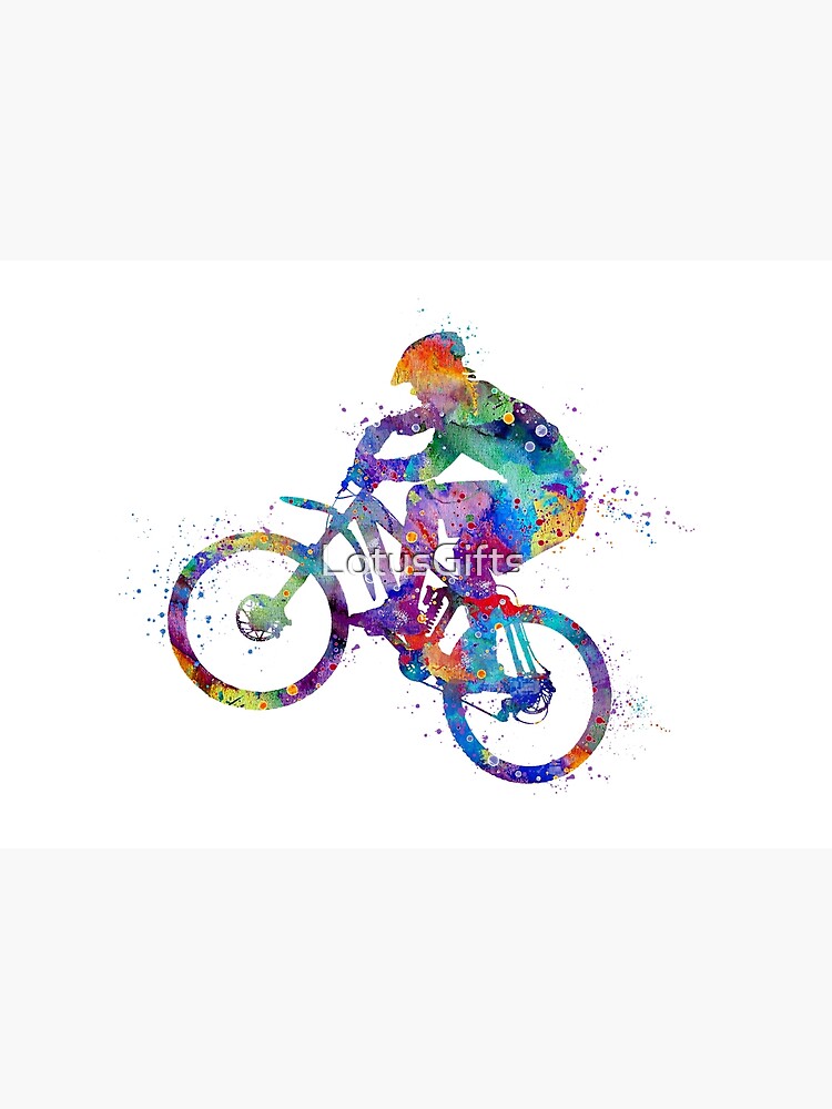 Wall Art Print watercolor bmx bike racer, Gifts & Merchandise