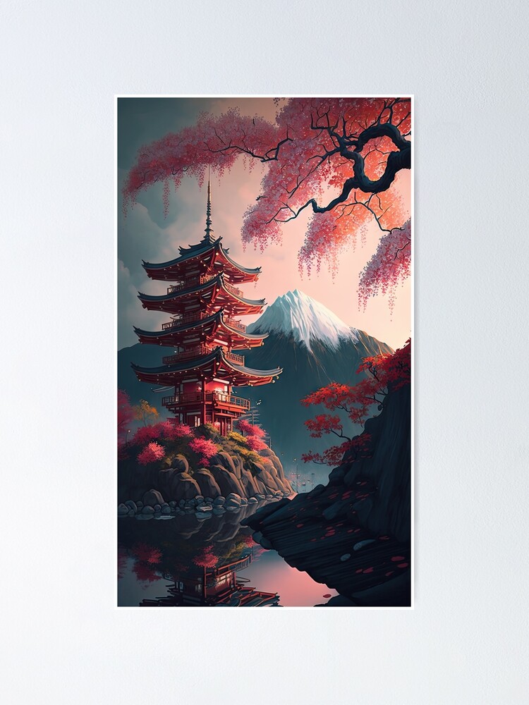Japanese Landscape #4, Japanese vertical print, Pagodas, Cherry Blossoms and Mt Fuji, Digital Art, Wall Art, Japanese ink brush, Digital Download, Japanese Landscape #4, Japanese vertical print, Pagodas, Cherry Blossoms and Mt Fuji, Digital Art, Wall Art, Japanese ink brush, Digital Download,