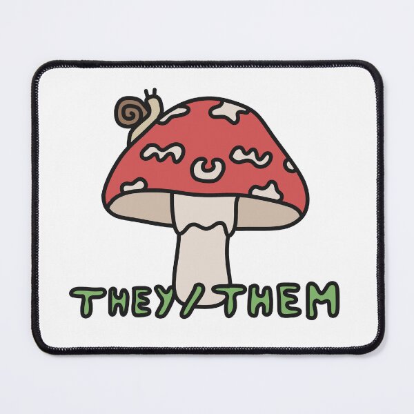 Item preview, They/Them Pronouns Cottagecore Mushroom Green designed and sold by Furia LGBTQ+ Accessories.