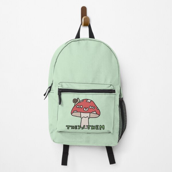 Item preview, They/Them Pronouns Cottagecore Mushroom Green designed and sold by Furia LGBTQ+ Accessories.