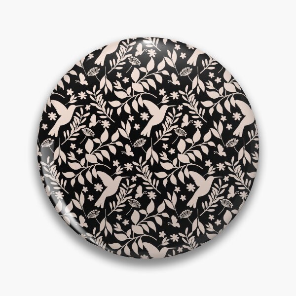 Item preview, Black and Beige Botanical Birds Butterflies Floral Print designed and sold by thelustrous.