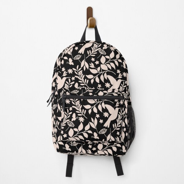 Item preview, Black and Beige Botanical Birds Butterflies Floral Print designed and sold by thelustrous.
