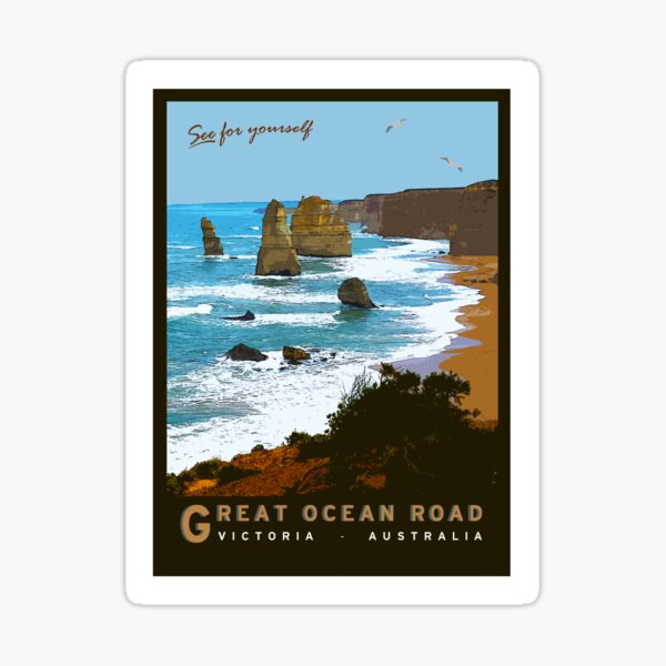 Great Ocean Road Vintage Illustration Sticker
