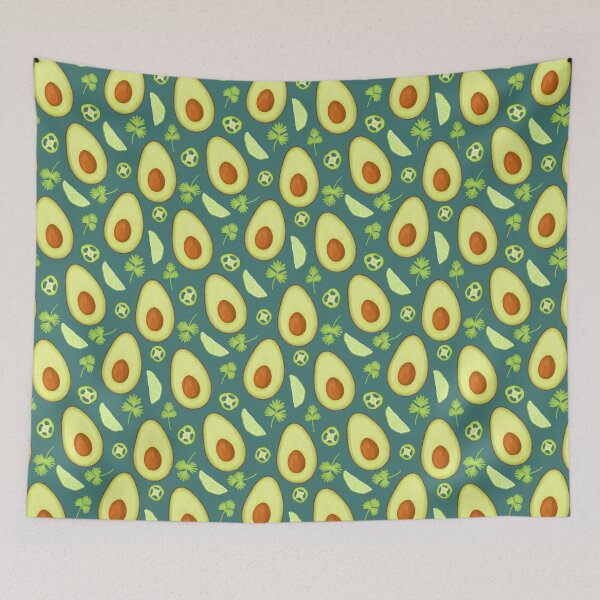 Item preview, Guacamole Ingredients Pattern on Teal designed and sold by carabara.