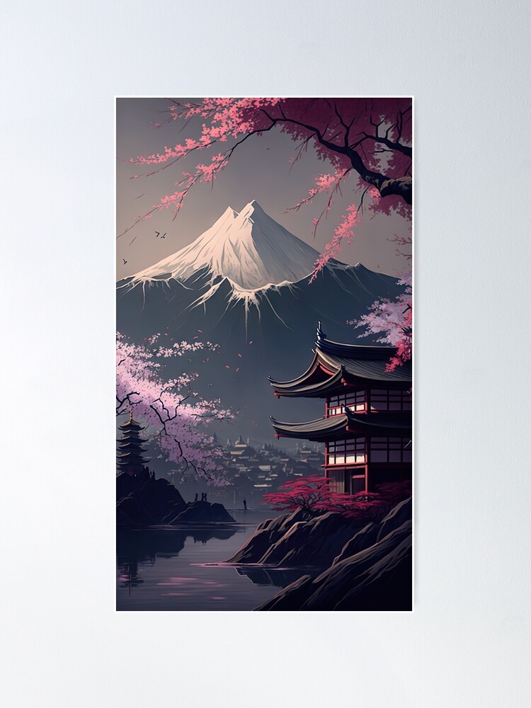 Japanese Landscape - Digital Art, Wall Art, Home Decor, Watercolor Samurai  Poster for Room Aesthetics Canvas Wall Art Poster And Print