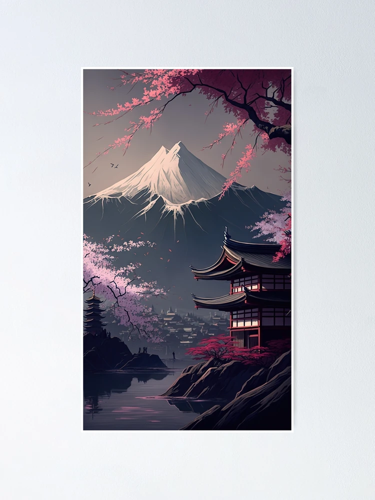 cherryさま専用7月 （原画）森の風 ほか　6点おまとめ Spring Landscape In Japan View Of Cherry Blossoms And Mt