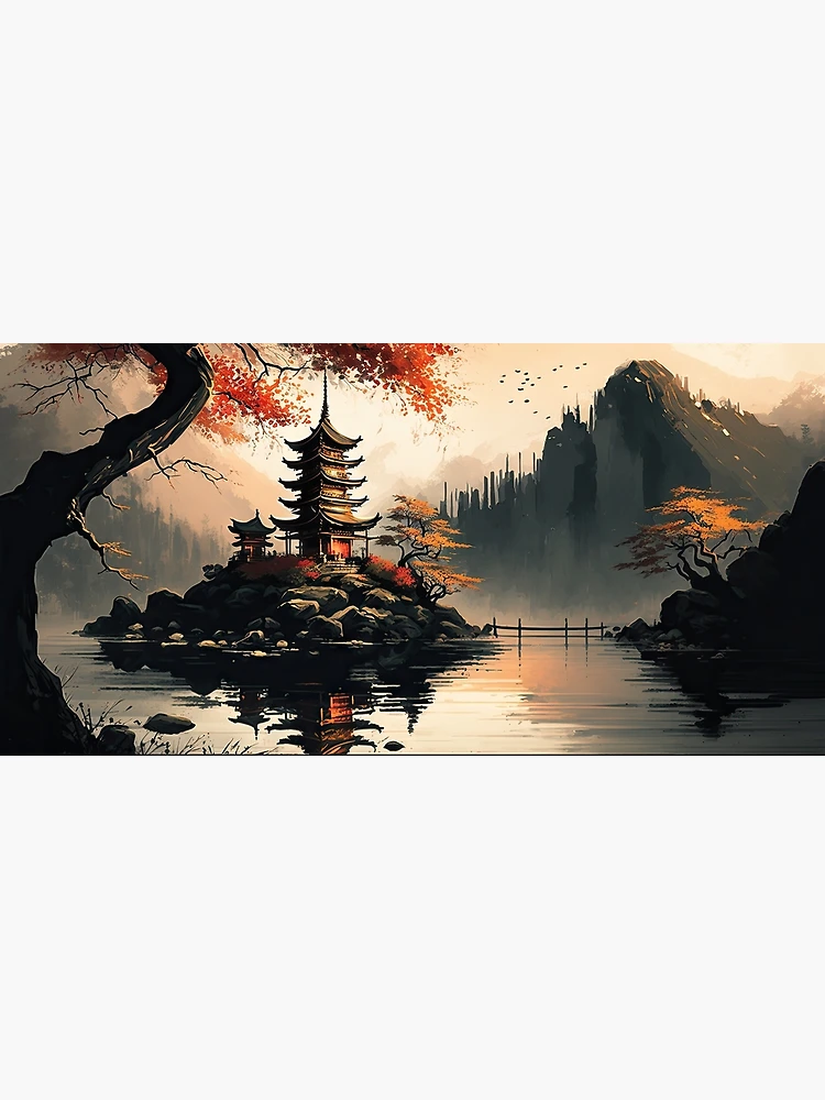 Wall Mural Lonely Samurai - Mountain Landscape, Japanese