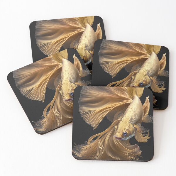 Item preview, Golden Shiny Gold Fish on Black Background designed and sold by elnixart.