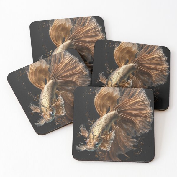 Item preview, Golden Shiny Gold Fish on Black Background designed and sold by elnixart.