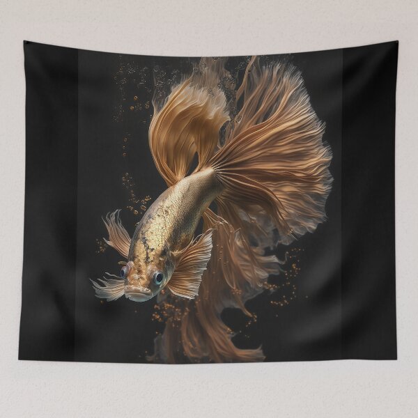 Item preview, Golden Shiny Gold Fish on Black Background designed and sold by elnixart.