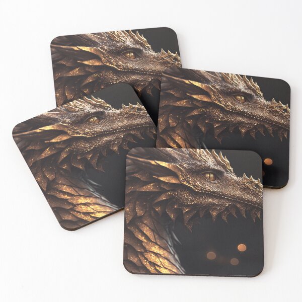 Item preview, Golden Shiny Dragon on Black Background designed and sold by elnixart.