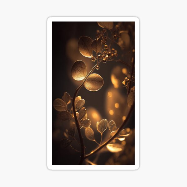 Item preview, Golden Shiny Leaves on Black Background designed and sold by elnixart.