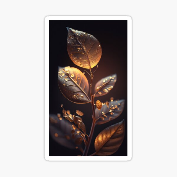 Item preview, Golden Shiny Leaves on Black Background designed and sold by elnixart.