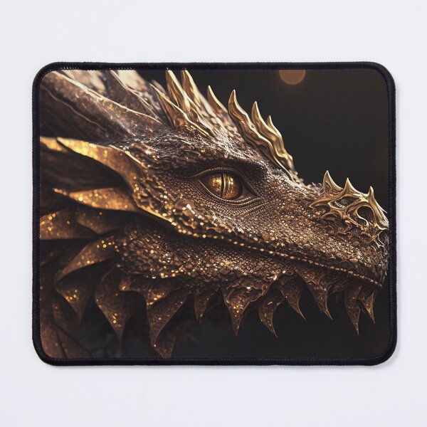 Item preview, Golden Shiny Dragon on Black Background designed and sold by elnixart.