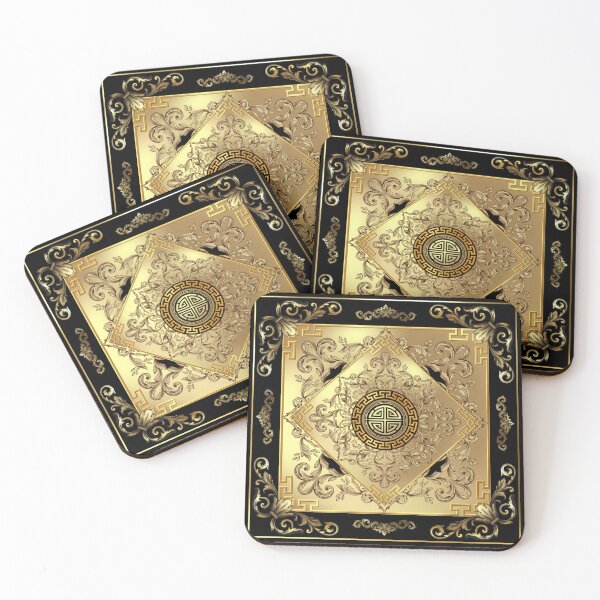 Item preview, Greek Key Diamond Ornate Baroque Golden designed and sold by Yiorgos Designs.