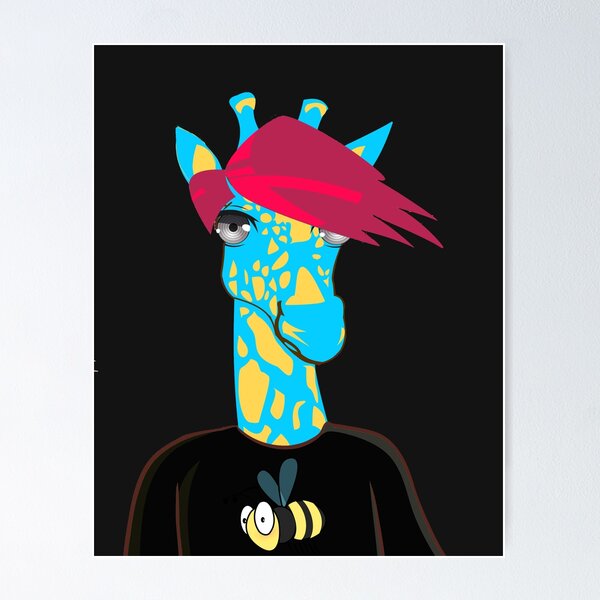 Item preview, Cool Giraffe and bee! Funky design! designed and sold by BrigitaArtShop.