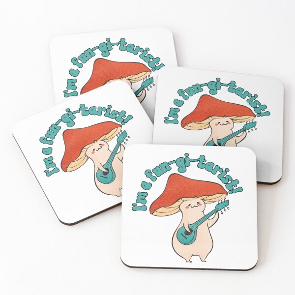 Item preview, "I'm a fun-gi-tarist!" - Retro Mushroom Playing Guitar designed and sold by ElLocoMus.