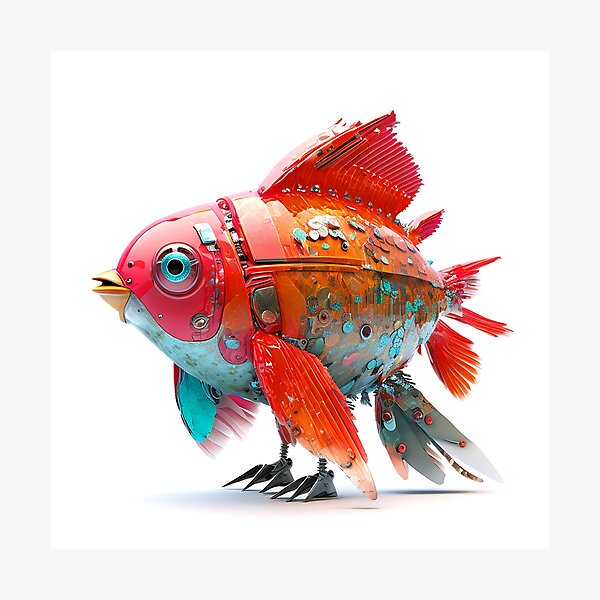 Item preview, Cute Red Fish Robot designed and sold by elnixart.