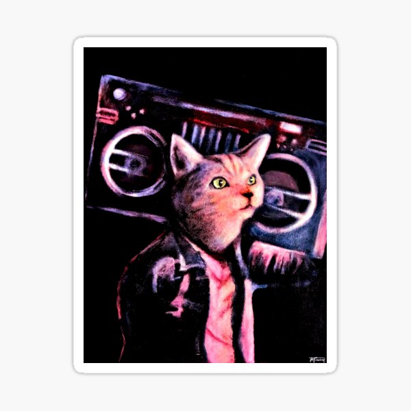 Boombox Kitty (2018) by Jay Conning Sticker