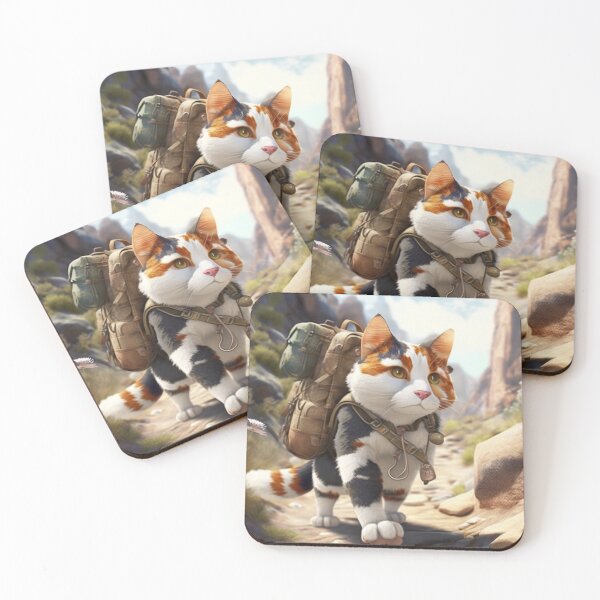 Item preview, Hiking Calico Cat Sticker designed and sold by koolandthecat.
