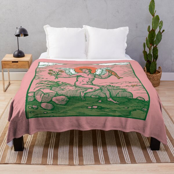 Item preview, Potentia Amoris Cupid woodcut - pink green designed and sold by Laraus.