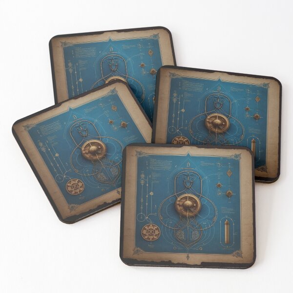 Item preview, "Exploring Medieval Aesthetics: Da Vinci Pattern Designs in Blue" designed and sold by DaniFantasy.