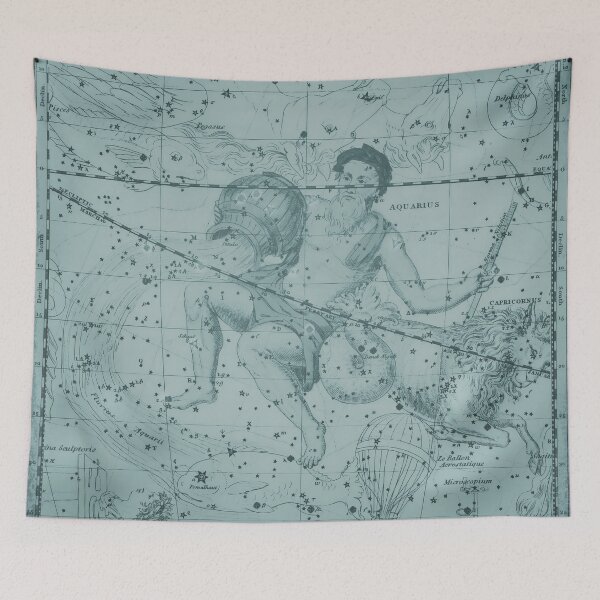 Item preview, Vintage Aquarius Constellation Star Map, Dark Aqua  designed and sold by notsweettea.